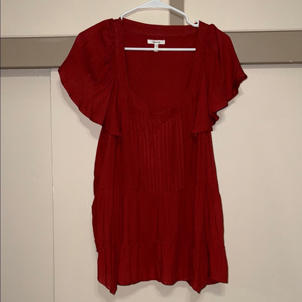 Red Ruffled Women's Top